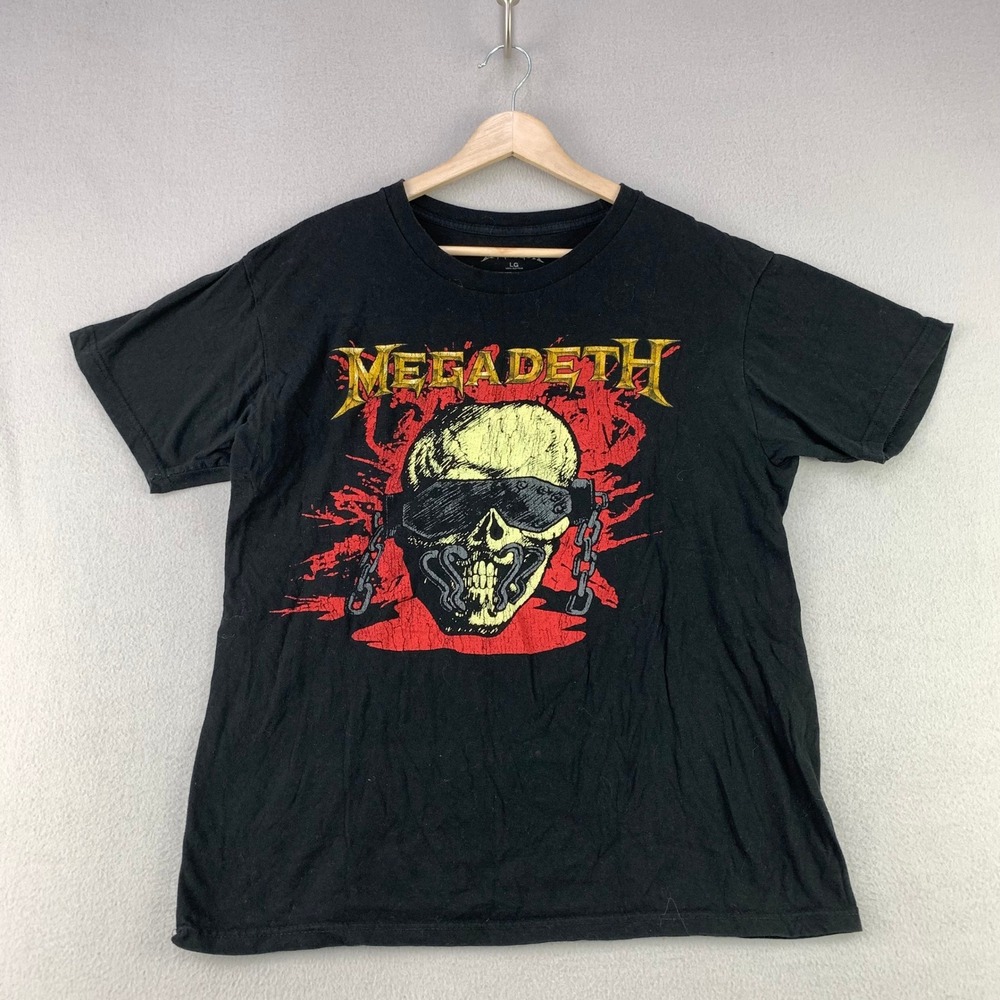 Megadeth Vic Rattlehead Band Tee Mens Large Black Graphic Short Sleeve T-Shirt